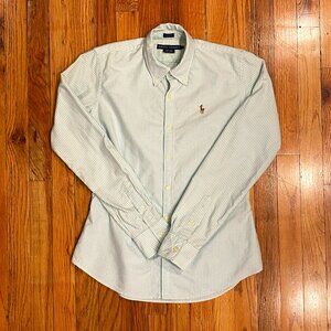 Polo Ralph Lauren Women's Long Sleeve Slim Fit Button Down Blue Stripes Size 6